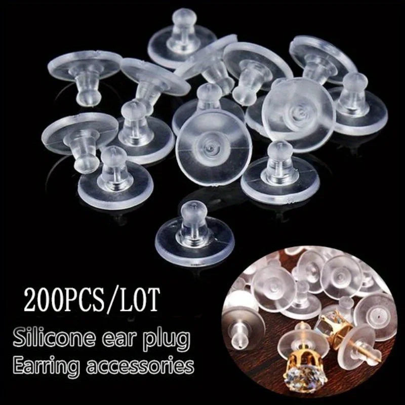 200pcs Silicone Rubber Earring Backs Stoppers for DIY Jewelry Earring Back Stoppers Babs
