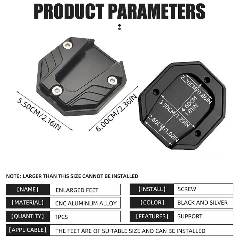 CNC Aluminum Motorcycle Kickstand Extender Pad | Anti-Skid Kickstand Extender Pad Babs