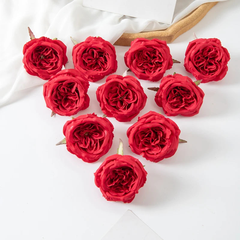 Artificial Silk Peony Flower Heads – Wedding & Home Décor Artificial Flower Heads Babs Red 5PCS