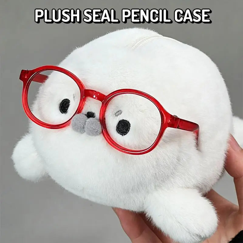 Cute Seal Plush Pencil Case – Large Capacity Stationery Bag Plush Pencil Case Babs