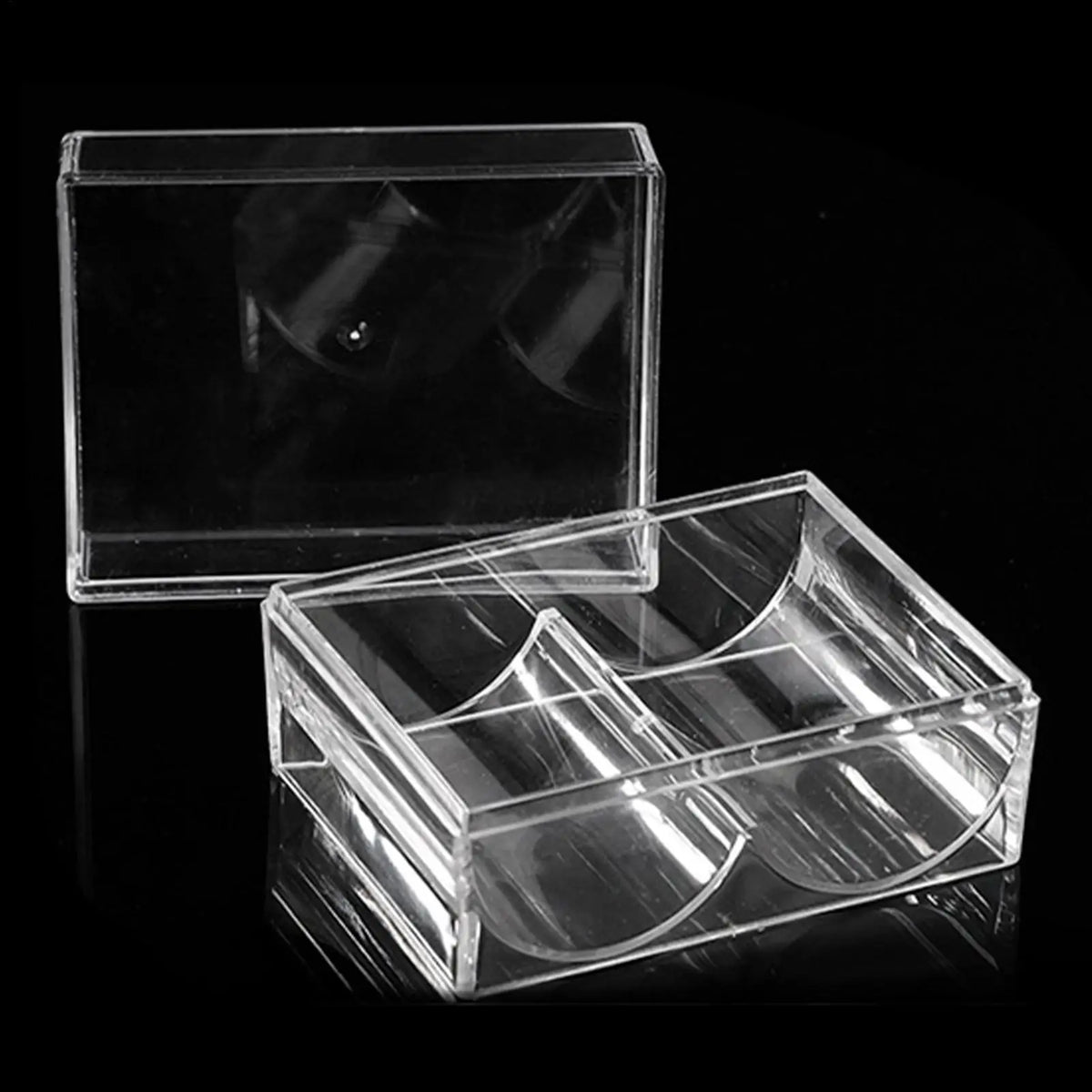 Acrylic Poker Chip Rack – 40-Chip Transparent Tray with Cover Poker Chip Rack Babs
