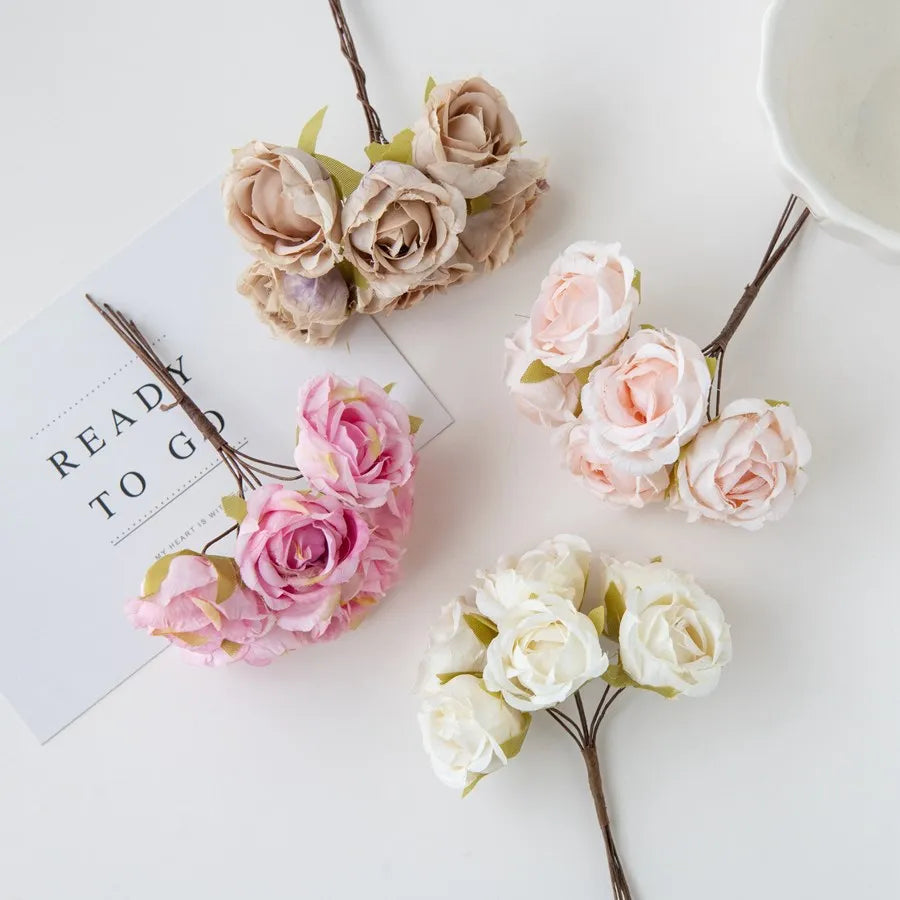 Artificial Silk Tea Rose Bouquet for Wedding & Home Decor Artificial Flower Bouquet Babs