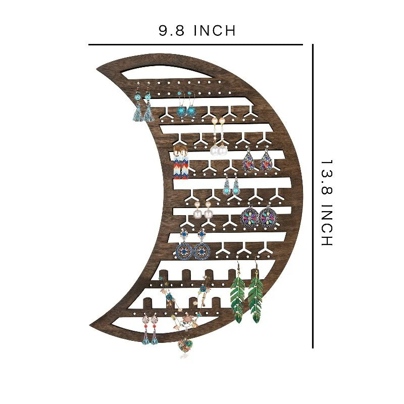 Moon Wooden Wall Jewelry Organizer – Earrings, Necklaces & Rings Jewelry Organizer Babs