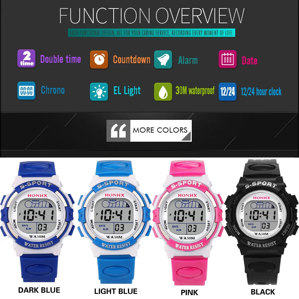 Kids Digital LED Sport Watch – Alarm, Date & Stopwatch Kids Digital Watch Babs