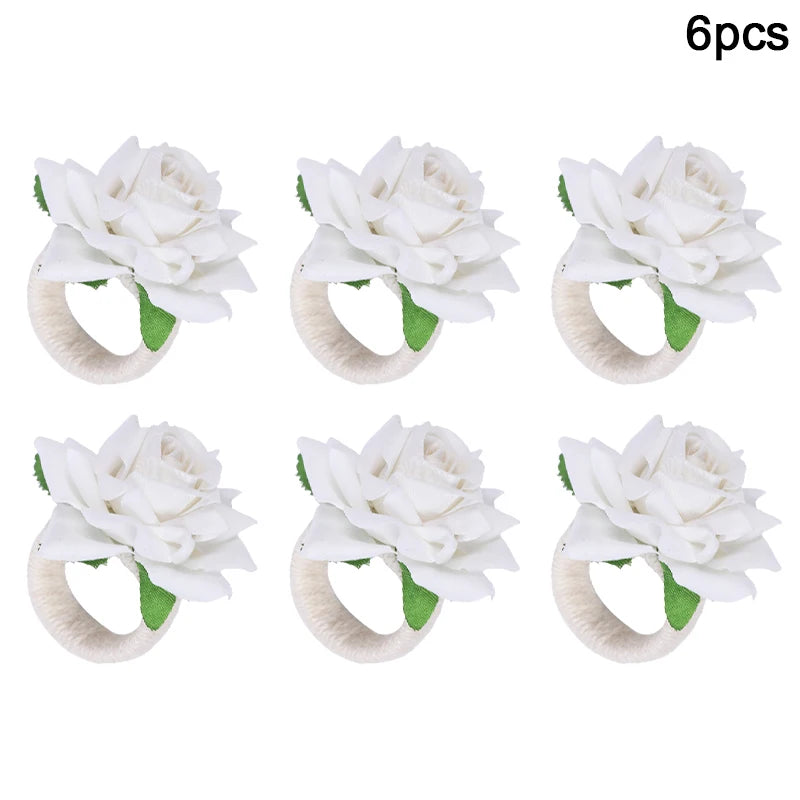 Red Rose Napkin Rings – Wedding & Party Table Decor (2/4/6 pcs) Napkin Rings Babs 6pcs white