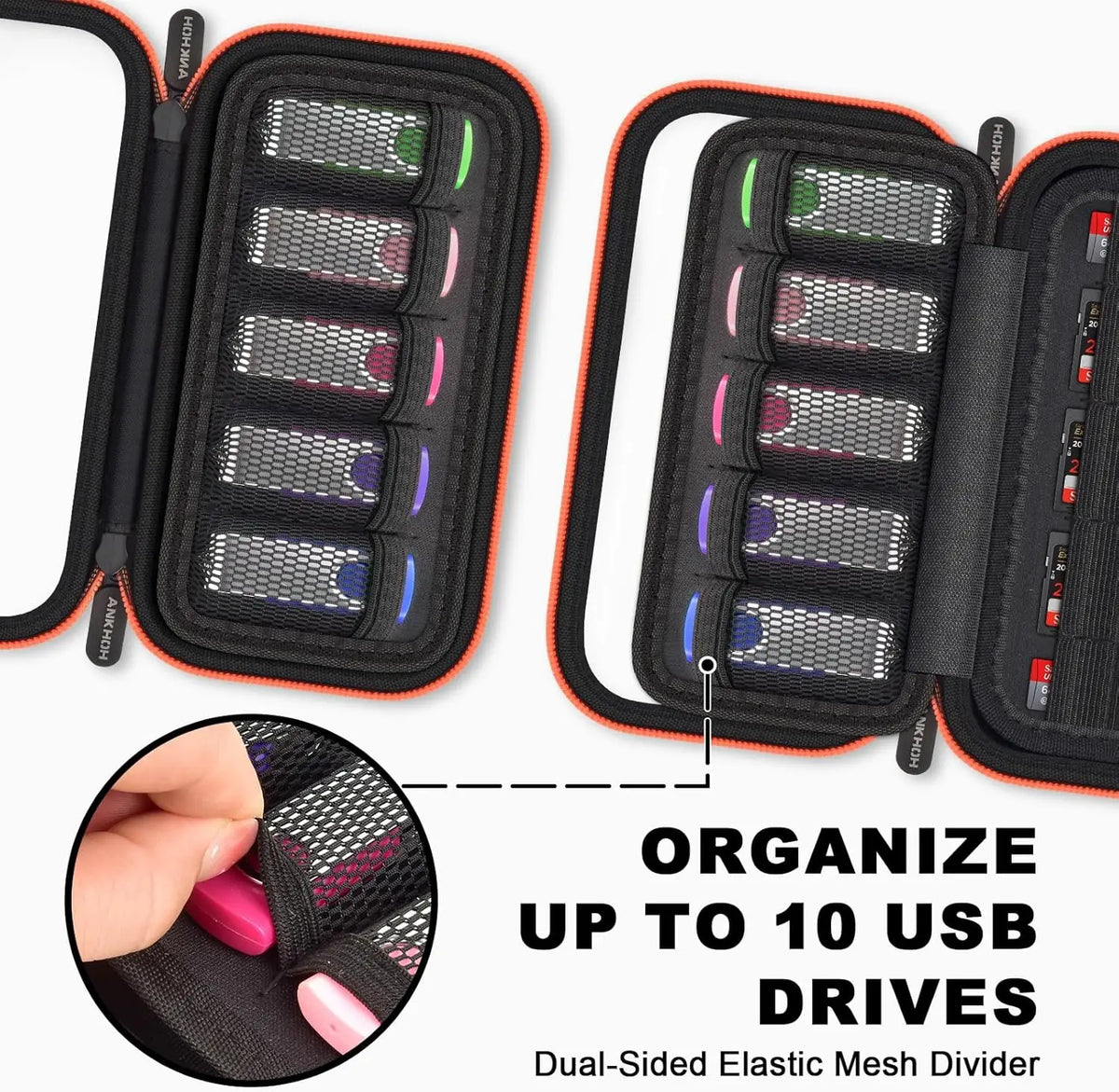 USB Flash Drive Case 10-Slot Organizer – Transparent Zipper USB Drive Organizer Babs