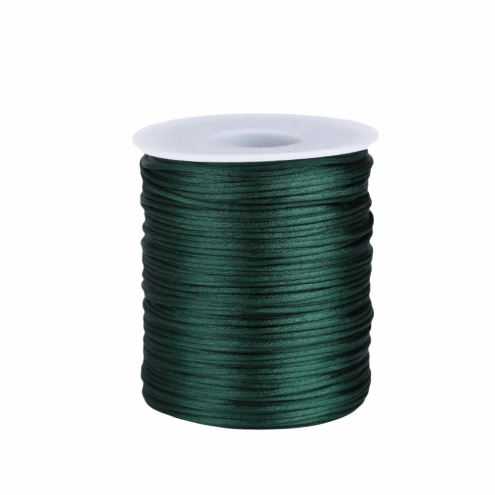 100m Satin Rattail Cord 1.5mm Braided Beading String for Crafts Craft Cord Babs Dark green