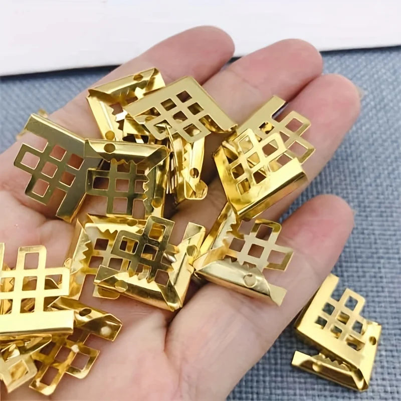 30pcs Vintage Metal Book Corner Protectors – Gold & Bronze Grid Book Corner Protectors Babs