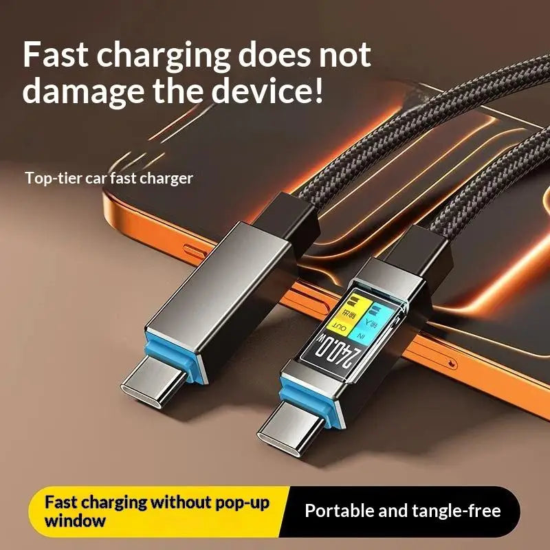 240W USB-C Fast Charging Cable with Digital Display | HUXUAN USB-C Charging Cable Babs Default Title