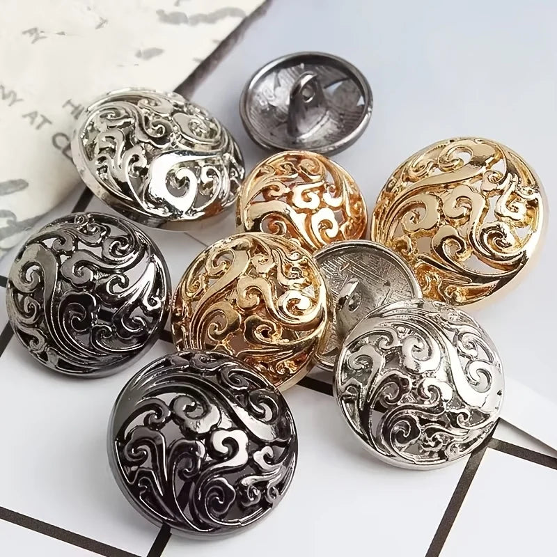 10 Retro Hollowed Metal Shank Buttons 15/25mm – DIY Sewing Decorative Sewing Buttons Babs