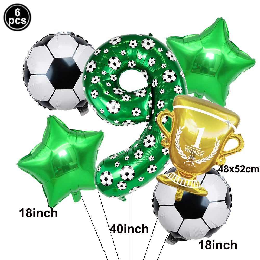 Soccer 6th Birthday Party Supplies – Balloon & Tableware Kit Party Supplies Kit Babs A-9 as show