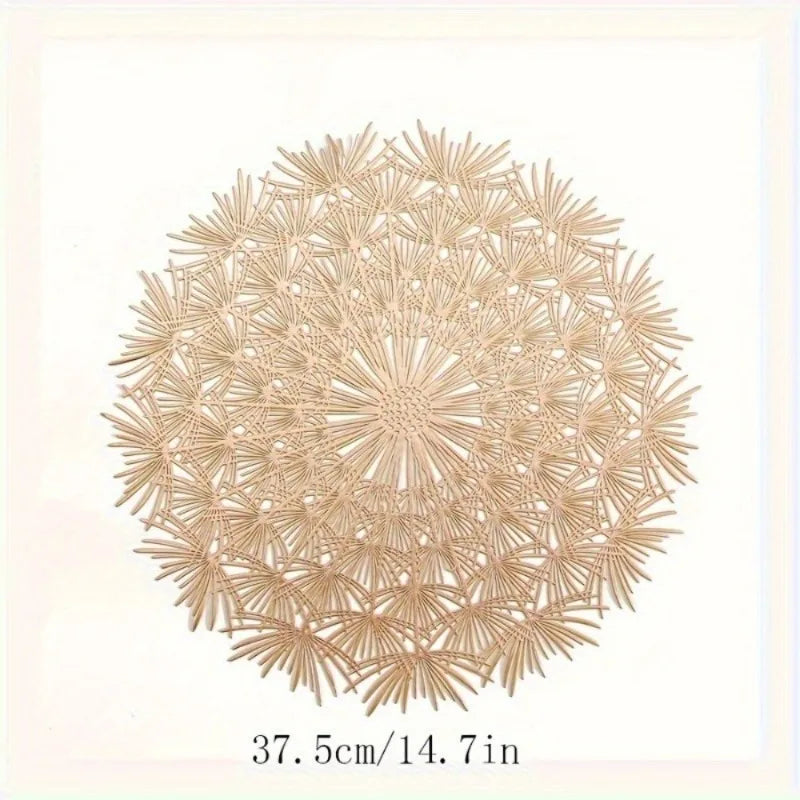 Round Dandelion Lace PVC Placemat – Heat-Resistant Table Mat Decorative Placemat Babs