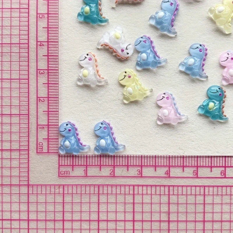 50Pc Glow Dinosaur Resin Charms – DIY Nail Hair Jewelry Resin Craft Charms Babs