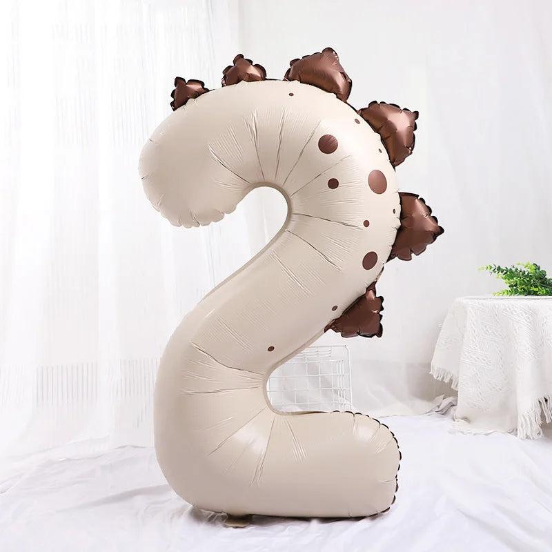 40" Dinosaur Number Foil Balloons – Kids Birthday Party Decor Party Balloons Babs milky white-2 40Inch