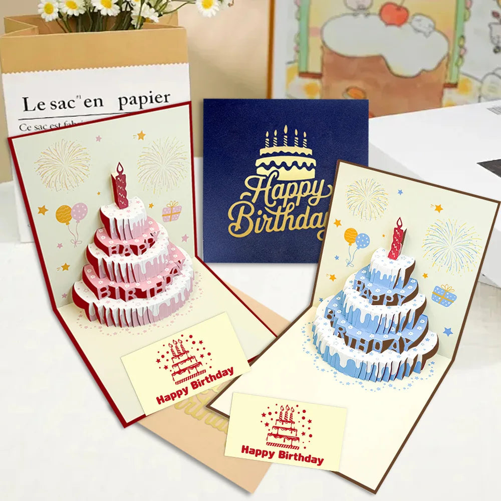 3D Pop-Up Birthday Cake Card with Envelope – Gift for Women Pop-Up Greeting Card Babs