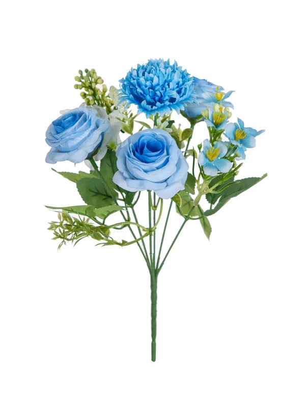Artificial Silk Hydrangea & Rose Bouquet – Wedding Home Decor Artificial Flower Bouquet Babs Blue 1 pc