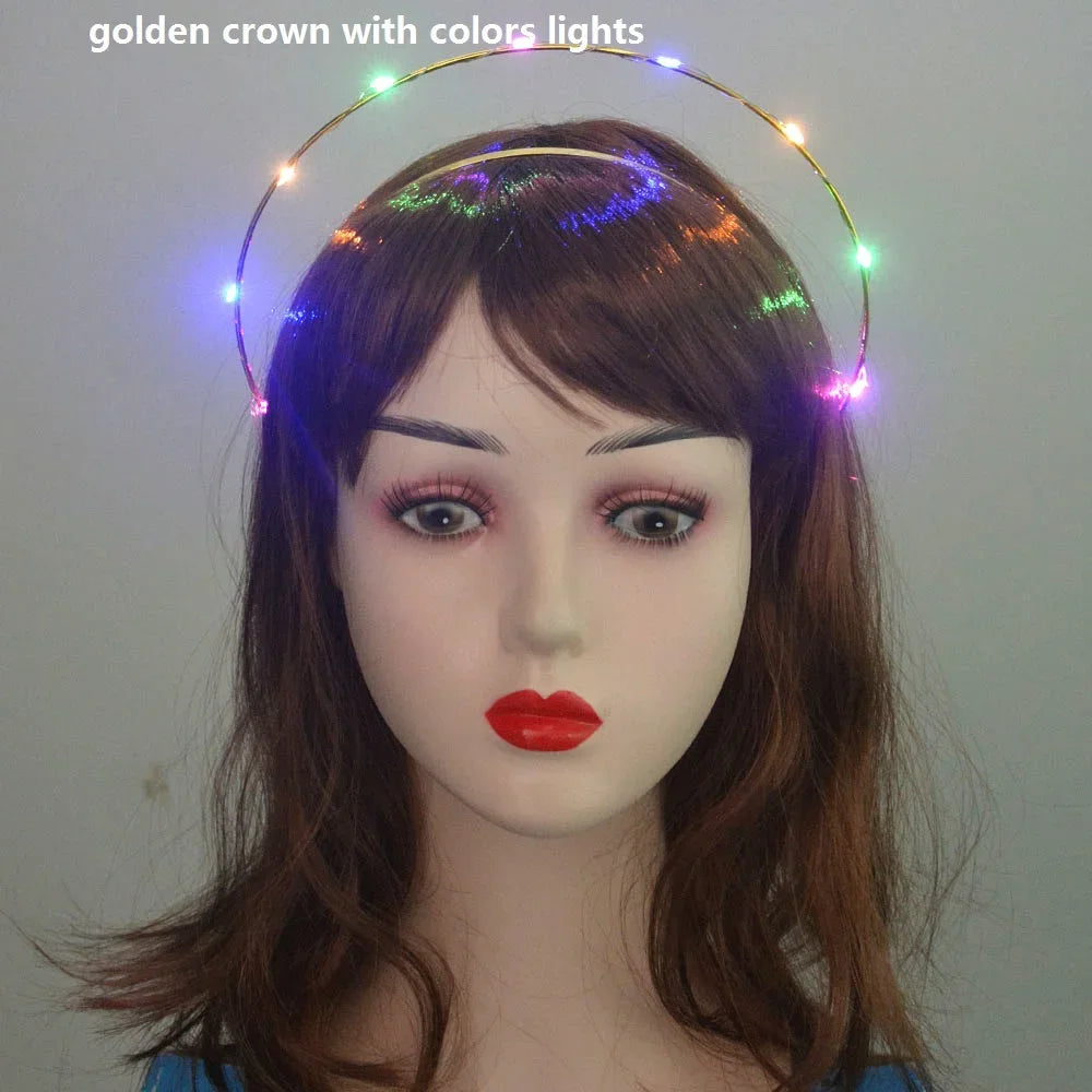 10-Pack LED Flashing Halo Crown Headbands – Mixed Colors LED Crown Headband Babs 10