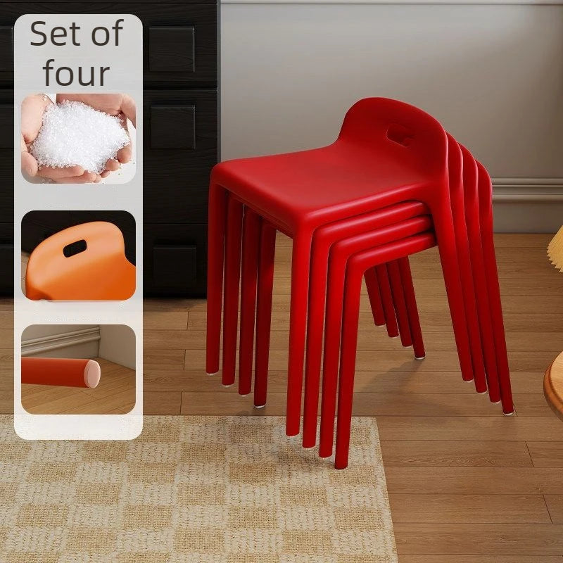 Modern Stackable Plastic Stool – Minimalist Bedroom & Living Room Stackable Plastic Stool Babs Red