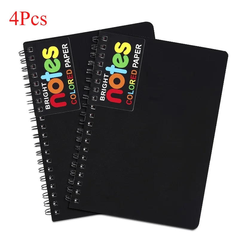 4-Pack Neon Spiral Notebooks 5x7 College Ruled, Mylar Cover Spiral Notebook Set Babs 4pc
