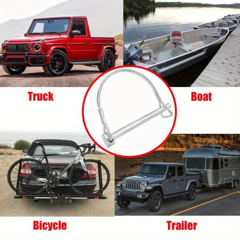 D-Ring Snap Pin Lock – Stainless Steel Trailer Coupler Hitch Hook Trailer Hitch Pin Babs