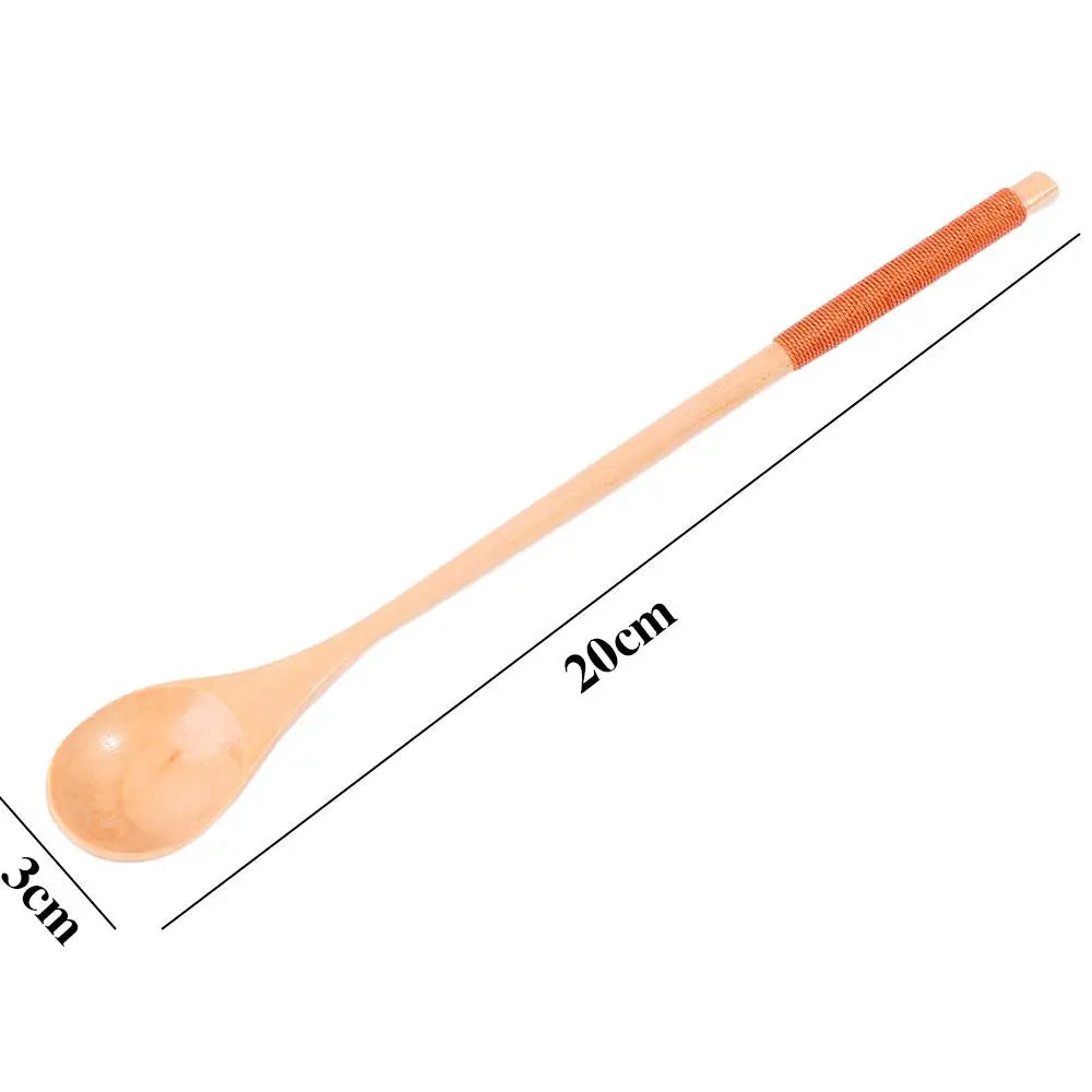 Wooden Long Handle Spoon – Soup, Coffee & Cooking Utensil Wooden Kitchen Spoon Babs