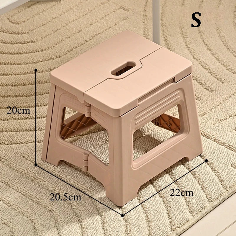 Folding Step Stool – Lightweight Non-Slip Plastic Stool for Home Folding Step Stool Babs S-Pink