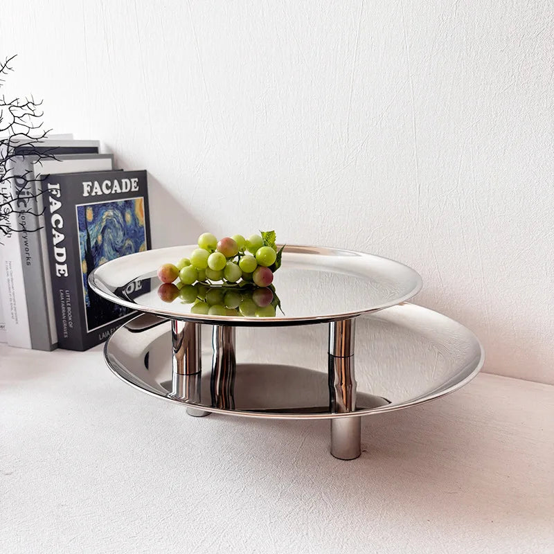 Stainless Steel Round Storage Tray | Modern Minimalist Organizer Storage Tray Babs