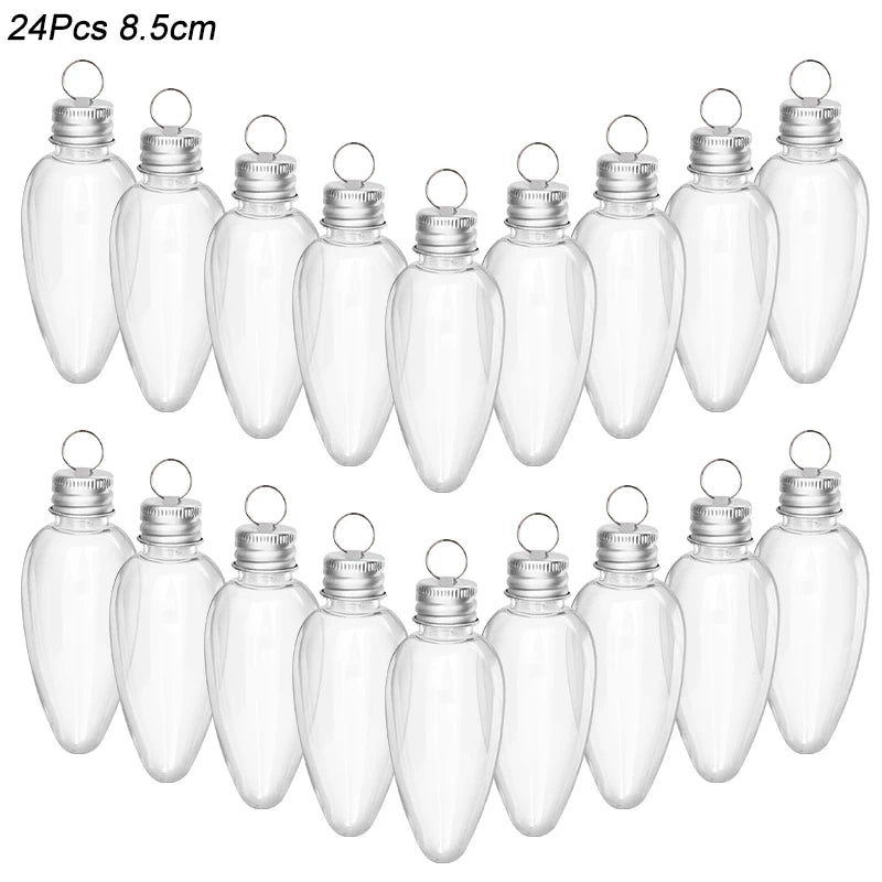 12/24Pcs Fillable Clear Plastic Christmas Bulb Ornaments DIY Fillable Christmas Ornaments Babs 24pcs pendants