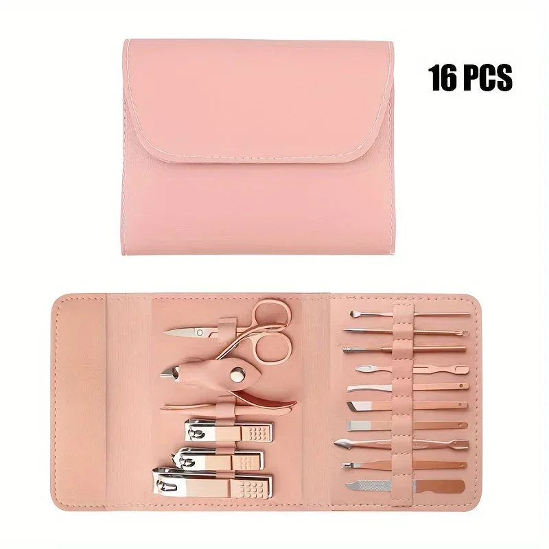 16-Piece Manicure Set – Carbon Steel Nail Tools with Travel Case Manicure Tool Set Babs