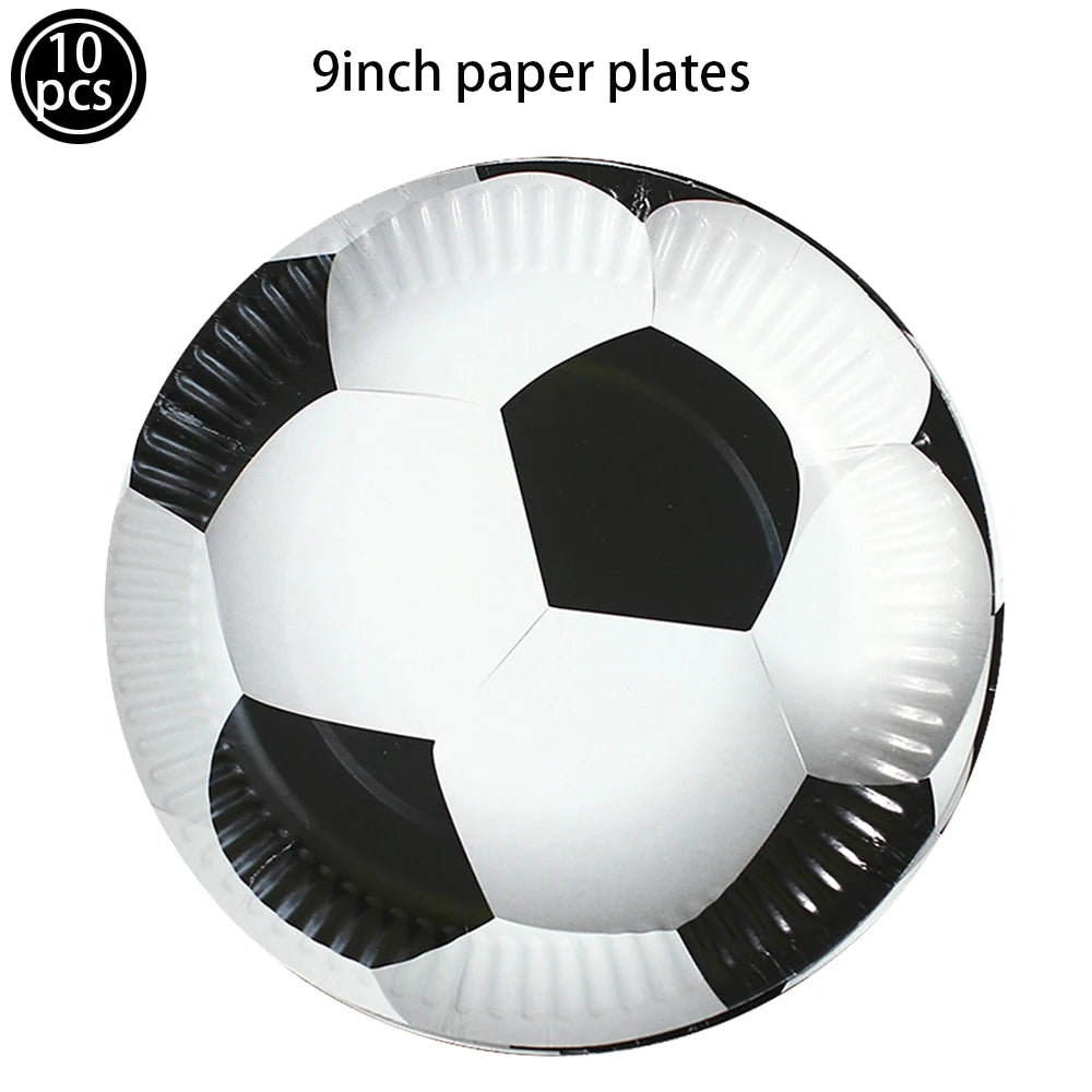 Soccer Football Party Supplies – Plates, Cups, Napkins & Runner Party Tableware Set Babs plum