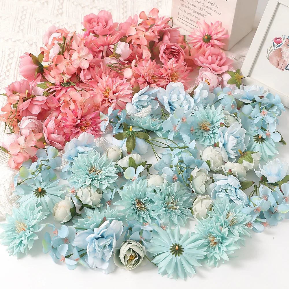 48pcs Pink Silk Artificial Rose Flower Heads – Wedding & DIY Decor Artificial Flower Heads Babs