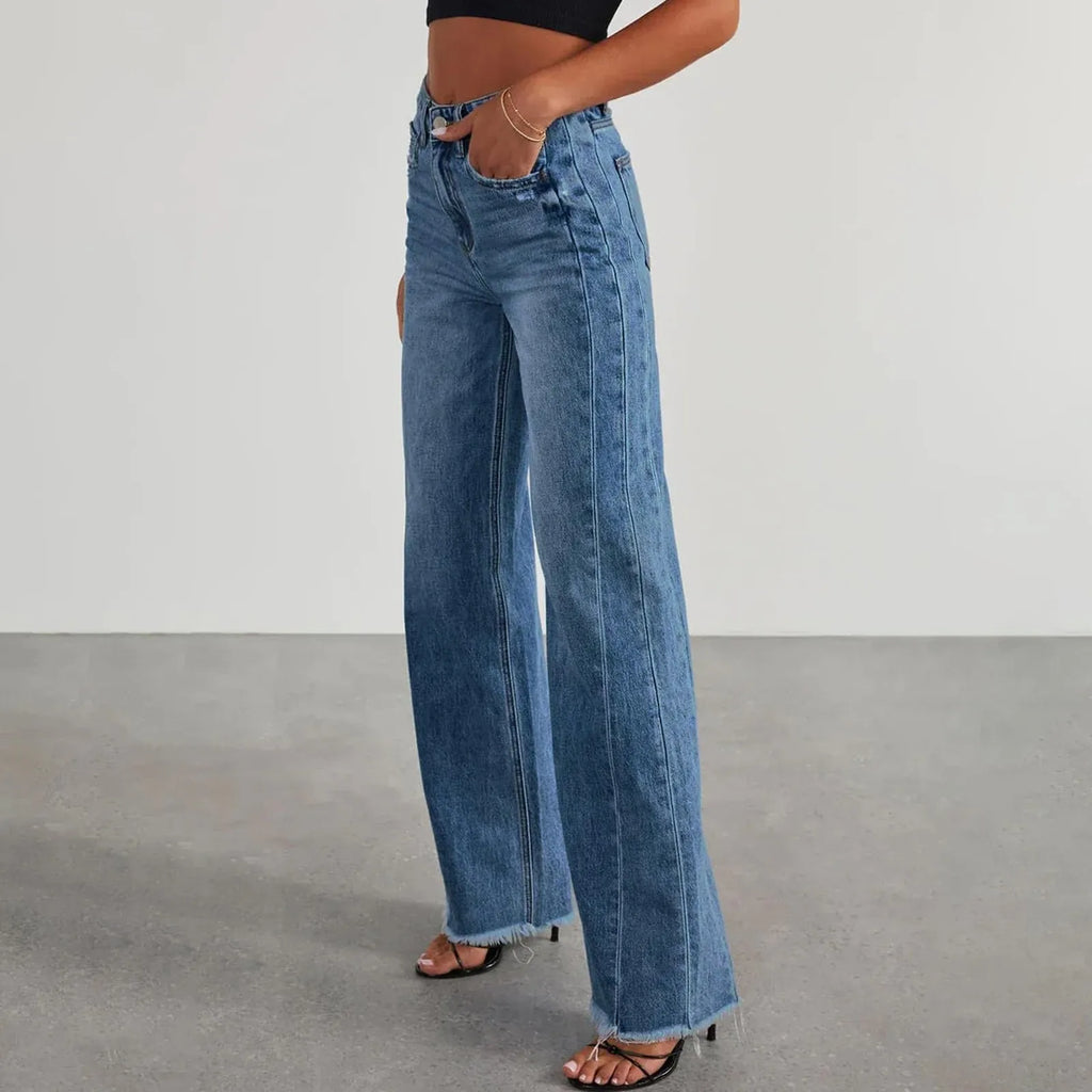 Women's Retro High Waist Straight Leg Distressed Jeans Women's Denim Jeans Babs