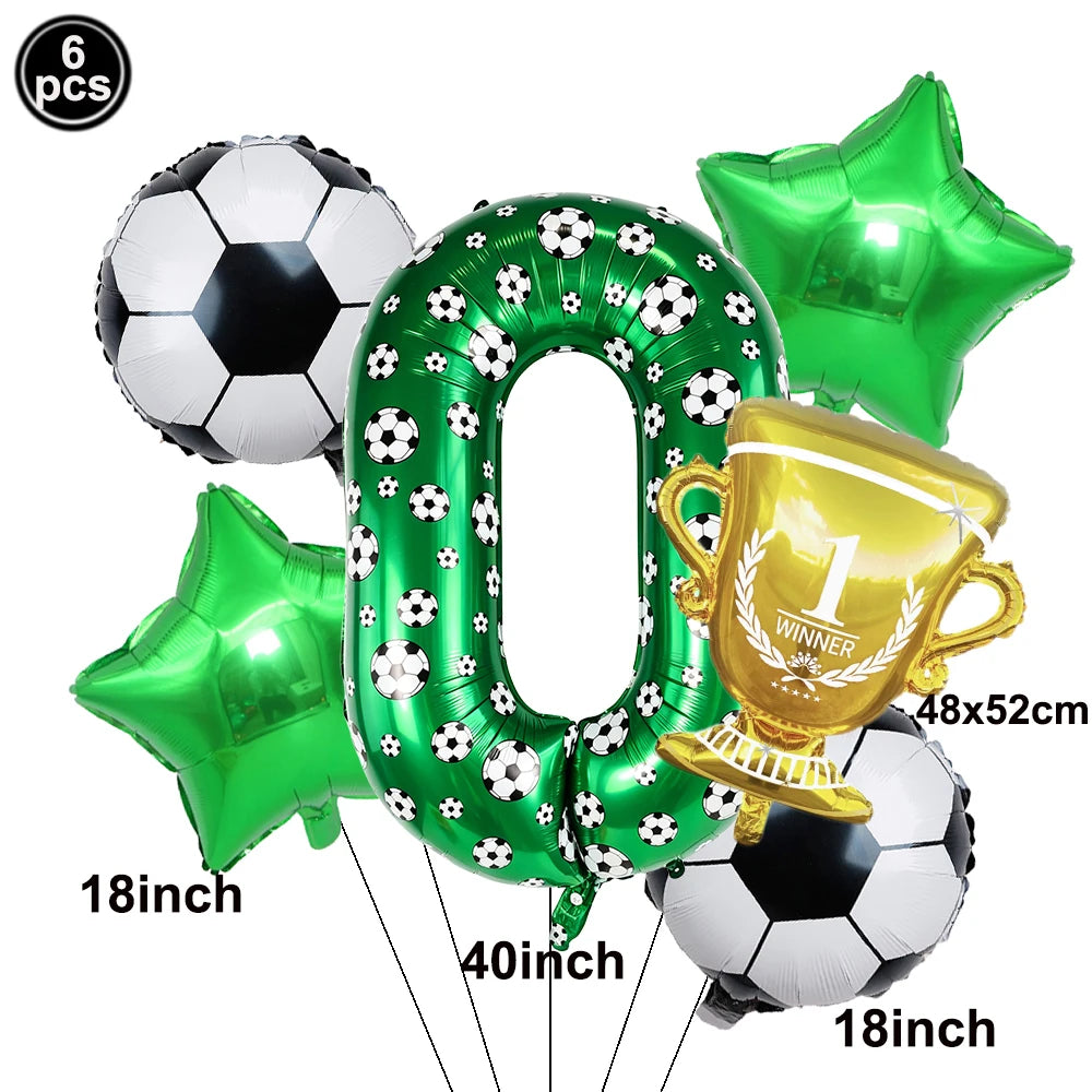 Soccer 6th Birthday Party Supplies – Balloon & Tableware Kit Party Supplies Kit Babs A-0 as show