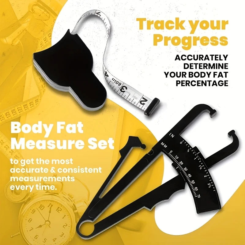 Body Fat Caliper & Waist Tape Measure Set – Fitness Tool Body Measurement Set Babs