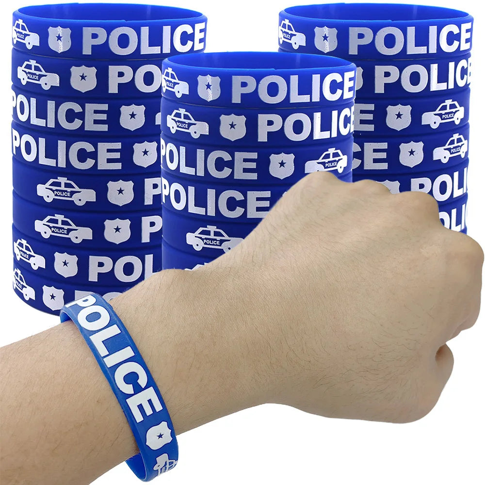 Police Party Silicone Wristbands | 5-50 Pack Favor Bracelets Party Favor Wristbands Babs
