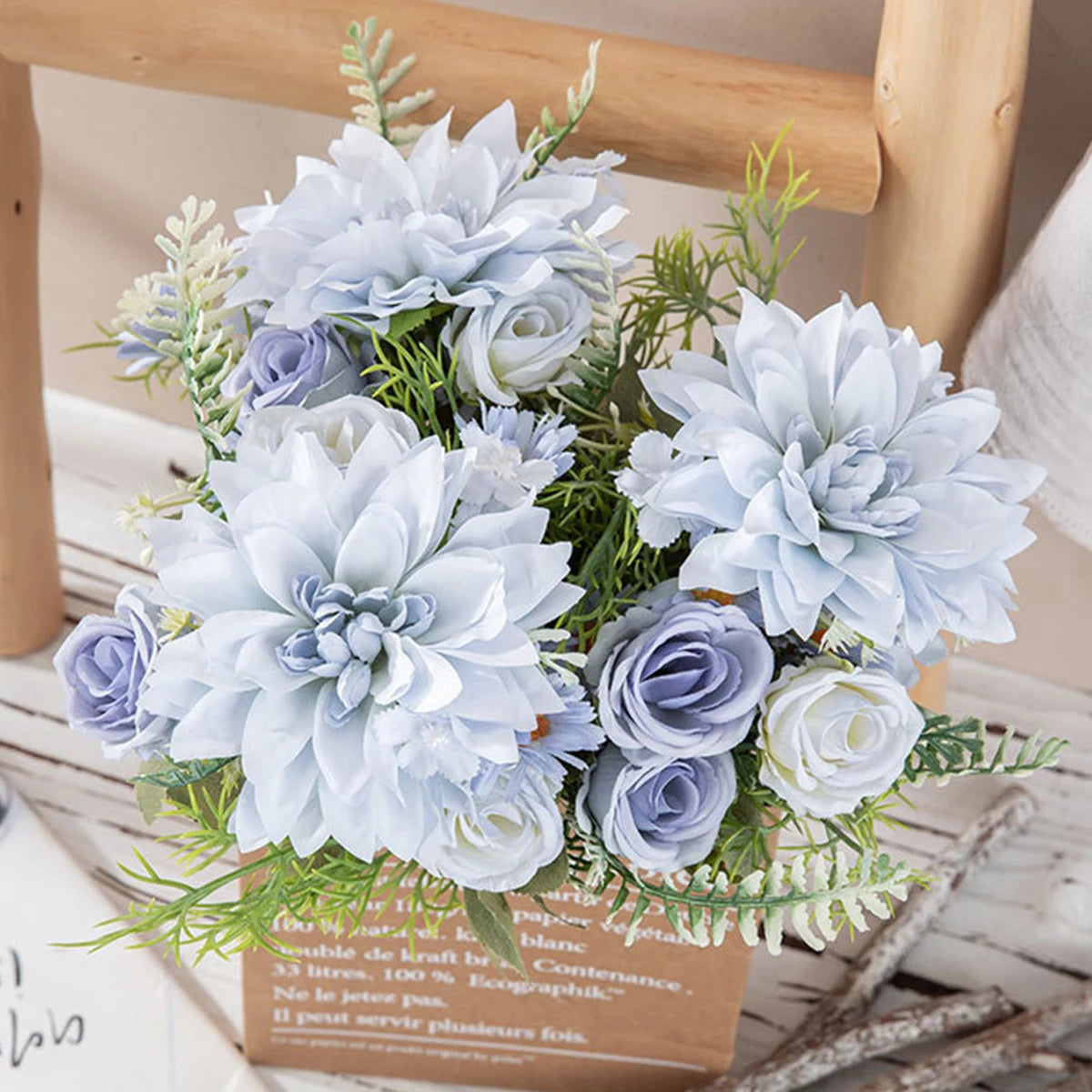 Silk Dahlia Rose Artificial Bouquet – Wedding & Home Decor Artificial Flower Bouquet Babs