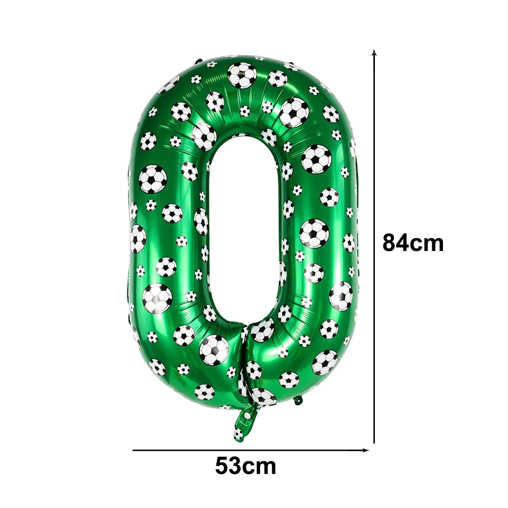 Green Soccer Number Foil Balloons Set 0-9 | Football Party Decor Party Foil Balloons Babs A number-0 As pictures show