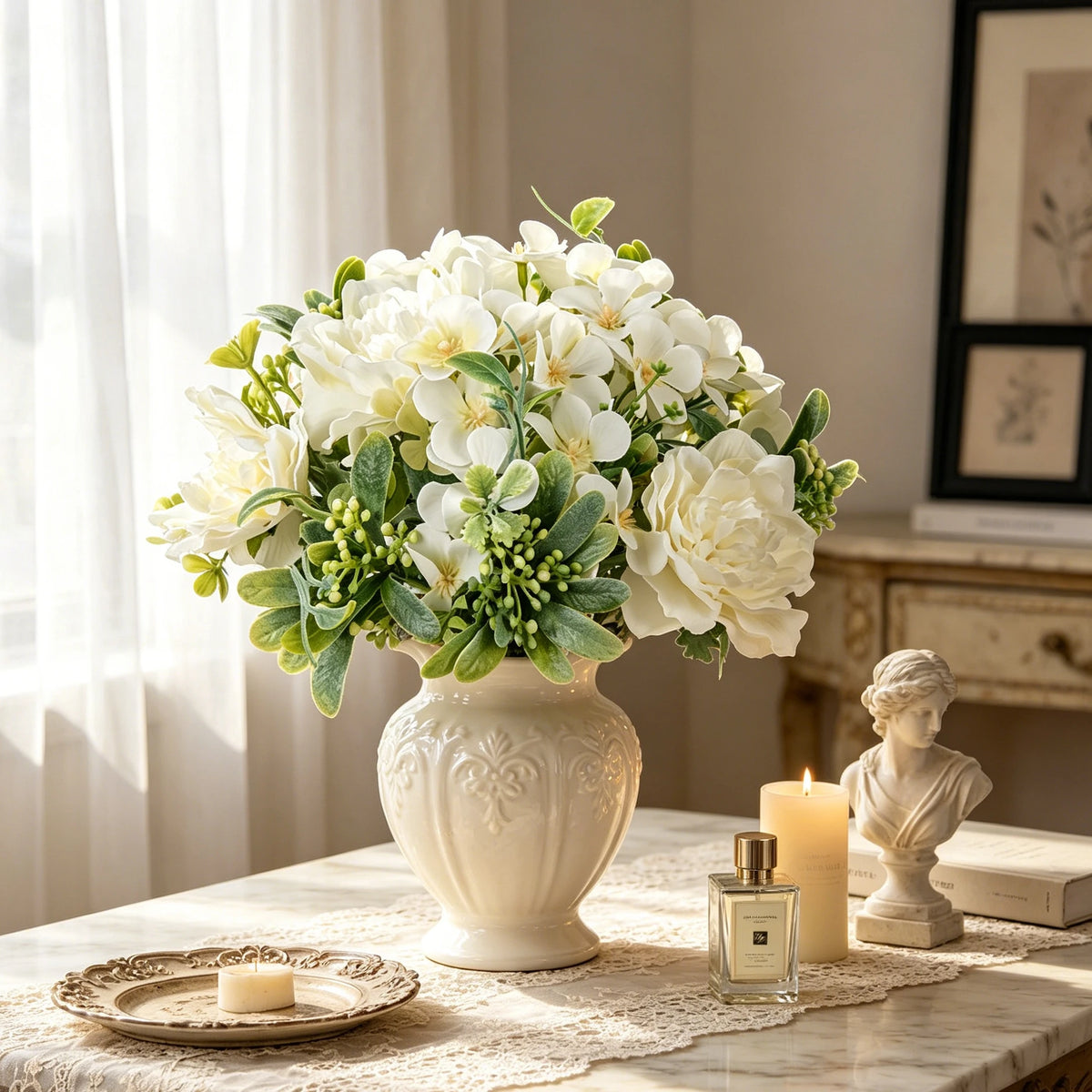 Silk Peony & Hydrangea Artificial Bouquet | Wedding & Home Decor Artificial Flower Bouquet Babs