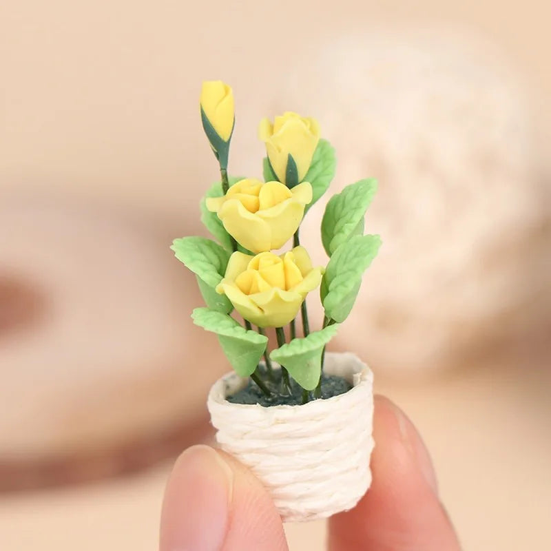 1:12 Dollhouse Miniature Potted Flower Fairy Garden Ornament Dollhouse Miniature Babs