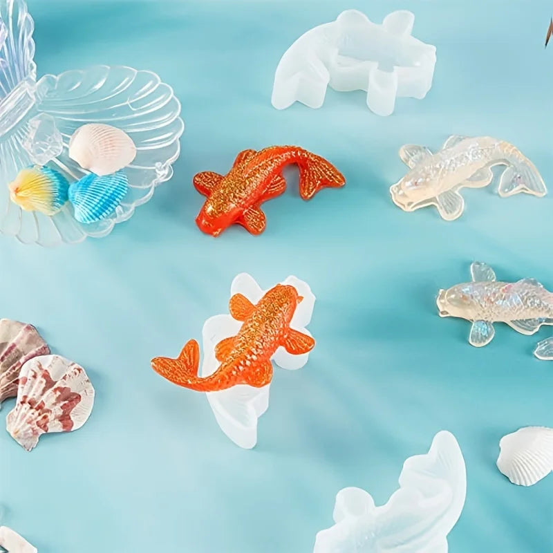 3-Piece Koi Fish Silicone Mold Set with 12-Color Sequins Silicone Craft Mold Babs