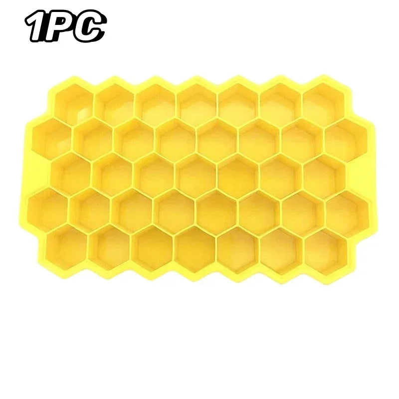 37-Grid Silicone Ice Cube Tray with Lid – Easy-Release & Reusable Silicone Ice Cube Tray Babs Yellow-1PC