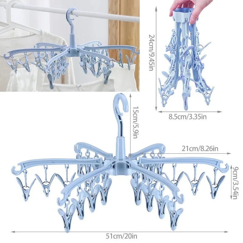 24-Clip Folding Clothes Drying Rack – Windproof Laundry Hanger Clothes Drying Rack Babs