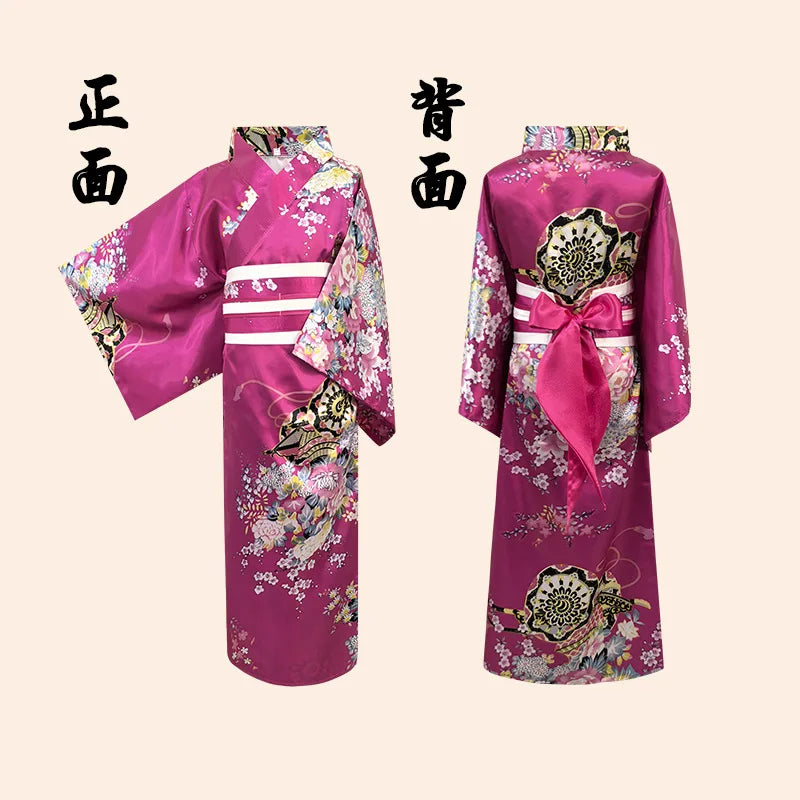 Children's Floral Japanese Kimono Yukata Cosplay Costume Yukata Costume Set Babs M 130cm China Mainland