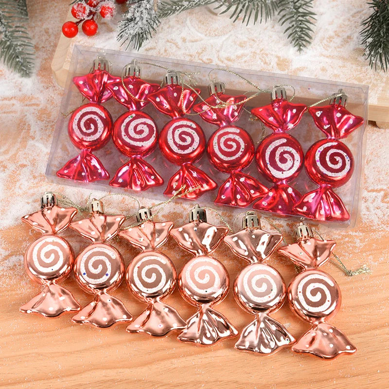 6-Piece Christmas Candy Tree Ornaments Set – Holiday Pendants Christmas Tree Ornaments Babs