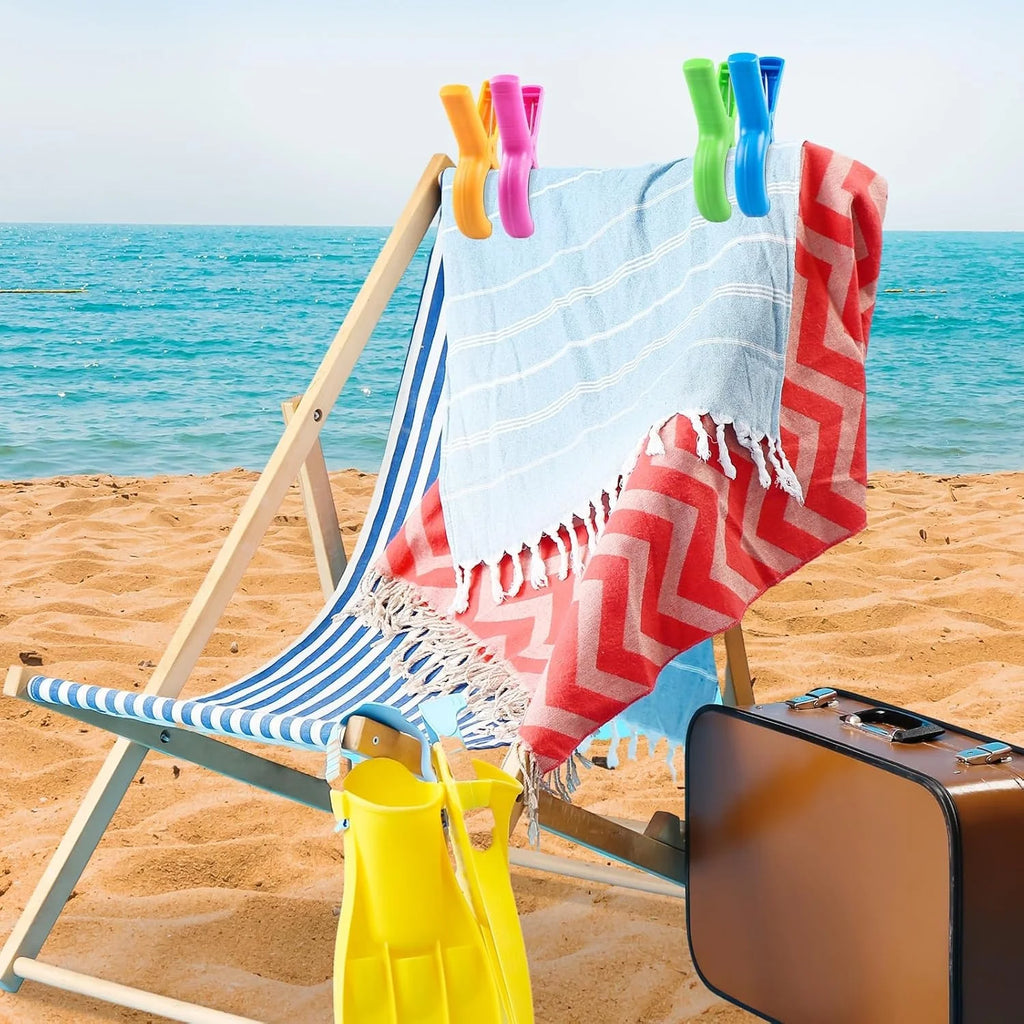 Heavy-Duty Beach Towel Clips 4/8 Pcs + Storage Bag | Windproof Beach Towel Clips Babs