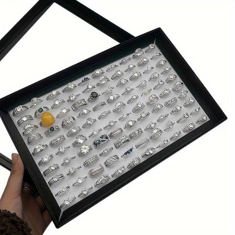 Ring Holder Display Tray – 100-Ring Velvet Jewelry Organizer Jewelry Display Tray Babs