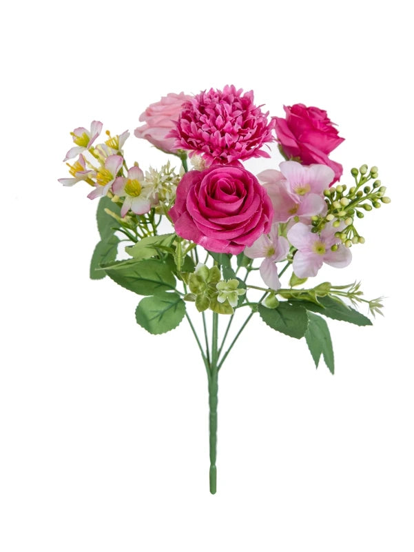 Artificial Silk Hydrangea & Rose Bouquet 2/4pcs – Home Decor Artificial Flower Bouquet Babs Rose Red 4 pcs