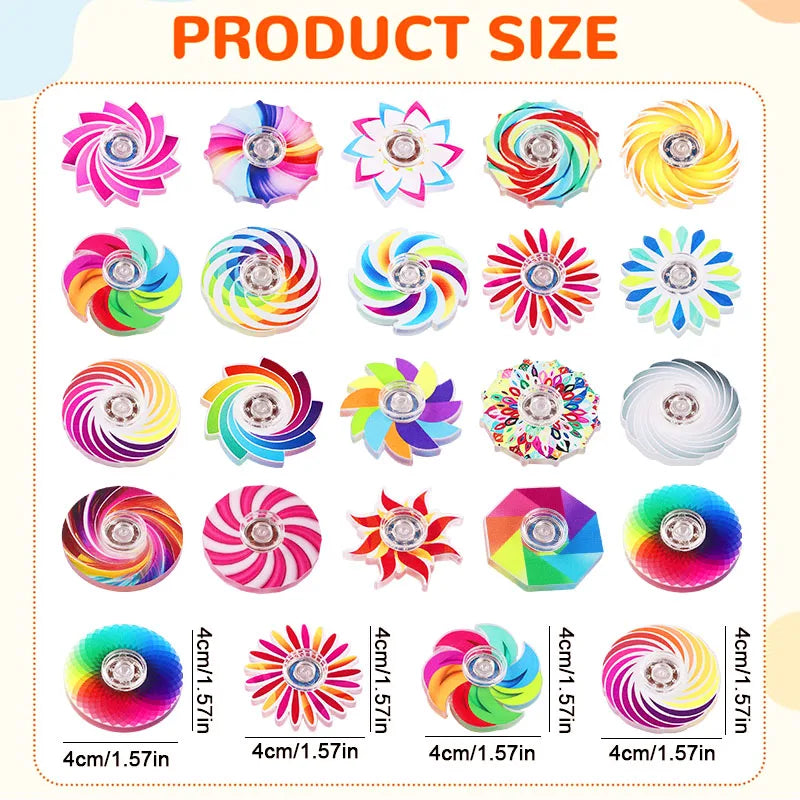 12/24 Mini Rainbow Fidget Spinners – Kids Party Favors Fidget Spinner Toy Babs