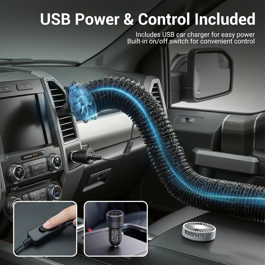 Foldable Car AC Vent Extender – 3M Hose for Back Seat Car AC Vent Extender Babs