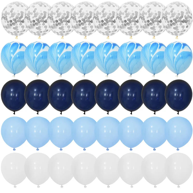 40Pcs Blue Balloon Set – Marble, Metallic & Confetti Party Décor Party Balloon Set Babs Set4 Other